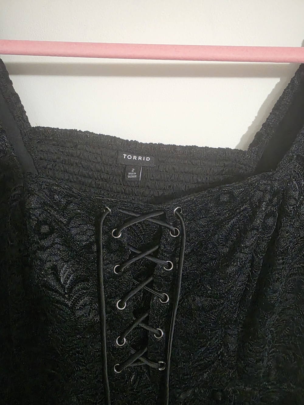Torrid Size 2 Black Lace-Up Blouse
